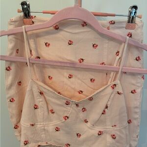 FOREVER 21 - Size M - Baby Pink Rose Matching Skirt/Crop Top Set